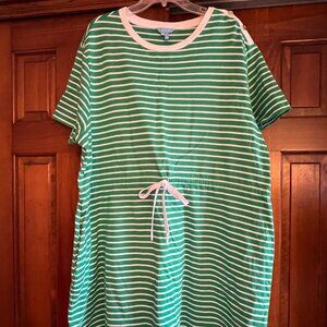 Green and White Draper James Tie Waisted T-Shirt Dress